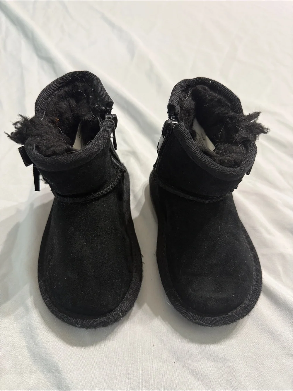 Koolaburra Kids Black Suede Fleece-Lined Rain & Snow Boots